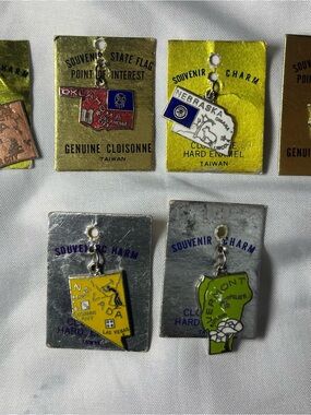 Lot of 6 Vintage Sterling Silver State Charms Utah OK NE WI NV VT New NIP